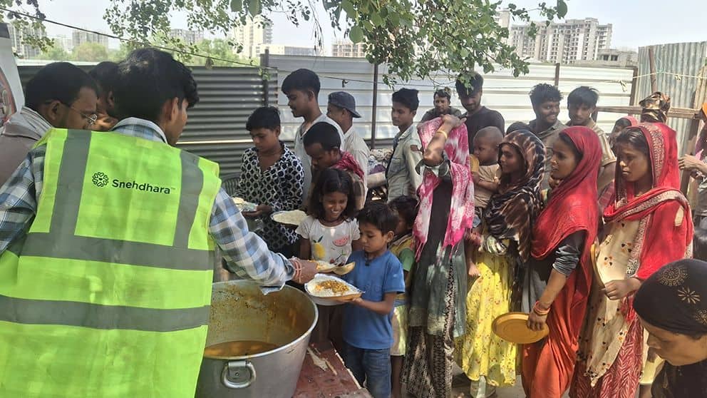 Food distribution slum area sector 71.